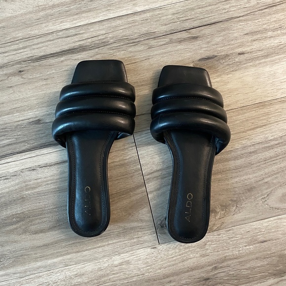 Aldo Goani Puffy Slide Square Toe Sandal Black Size 5 - Picture 1 of 13